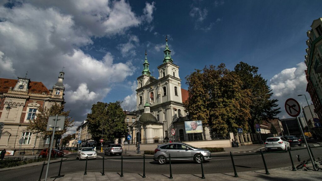 A car on a street in Krakow